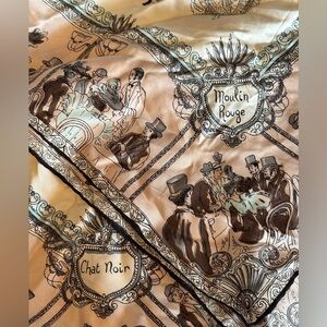 Moulin Rouge Scarf,  Chat Noir Scarf,  Silk scarf, French scenes, Paris landmark